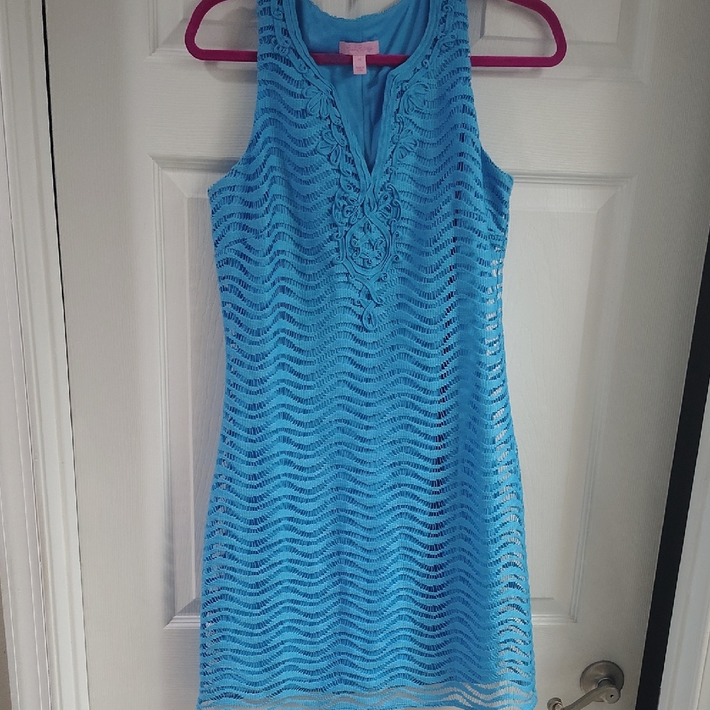 Lilly Pulitzer Turquoise Lace Detail Top